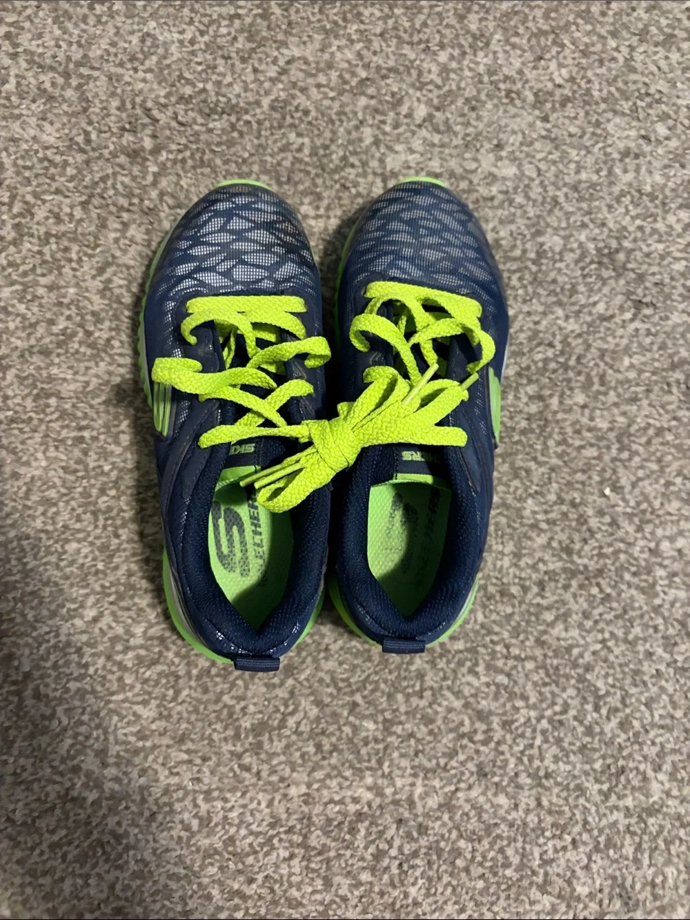 Skechers Kids Navy with Lime Green Lace Athletic Sneakers size 1.5